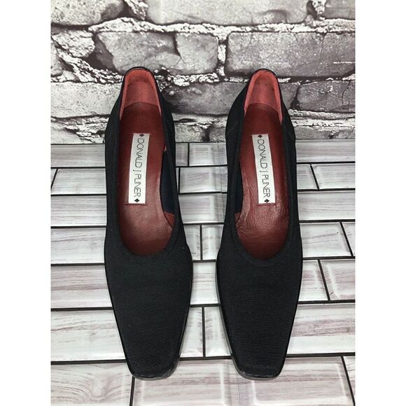 Donald J. Pliner Black Synthetic Square Toe Dress Heels Women’s Sz 7N US/37.5EU - Picture 2 of 16